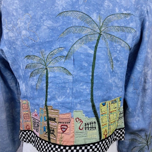 Vintage 90s ANAGE‎ M Funky Jacket Blue Art to Wear Applique Embroidery Metallic - Picture 7 of 10